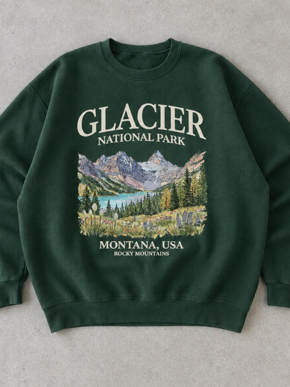 Gildan Glacier National Park Graphic Sưeatshirt, Montana Rocky Mountains Tee